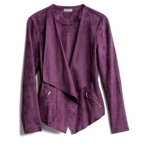 Faux suede drape jacket w pockets
